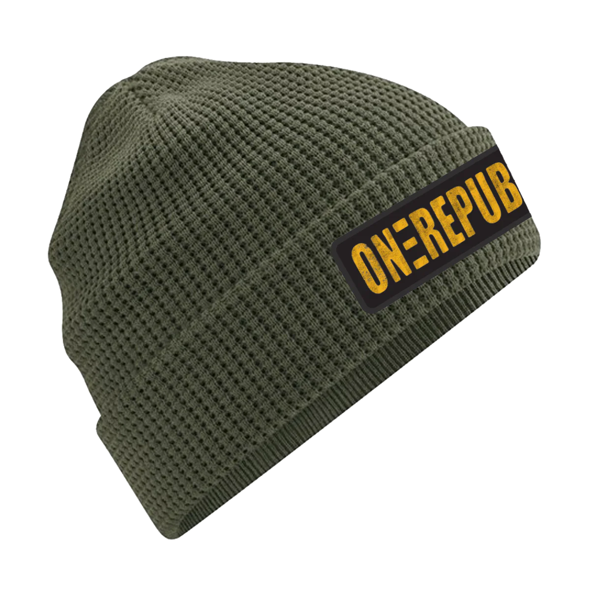 Olive Waffle Logo Beanie